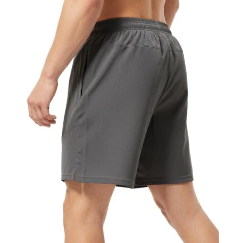Yufawow 7 Inch Men Swim Trunks Gym Shorts with Mesh Liner Zipper Pocket Quick Dry Breathable for Workout Runing Beach Pool Small Solid Aqua