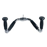 York Barbell Multi-Exercise Chrome-Bar with Rubber Ergo Grips - Cable Machines Attachments for Gym, Pull Down, Press Down, Non-Slip Rubber Handle - Universal Gym Accessory