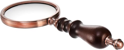 Image of Hiceeden 10X Antique Magnifying Glass, Brass Handheld Magnifier with Wooden Handle, Decorative Reading Magnifying Lens, Vintage Gift for Elderly, Senior