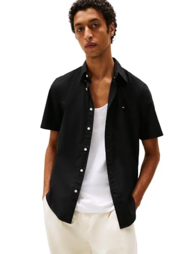 Image of Tommy Hilfiger Men's Short Sleeve Poplin Shirts in Regular Fit, Men's Button Down Shirts
