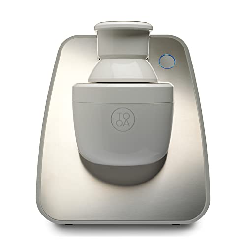 TooA Sorbetière Auto-Réfrigérante, Machine à Glace Italienne Rapide, Prête en 3 Minutes, Fonctionne Seulement avec Glace TooA, Gelato Italienne 100% Naturelle sans Conservateur, App Dédiée, Blanc/Inox