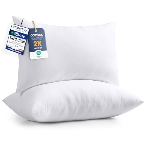 Utopia Bedding Coussins de Garnissage 50 x 70 cm (Lot de 2), Coussin à Recouvrir, Oreillers Intérieur, Rembourrage Coussins (Blanc)