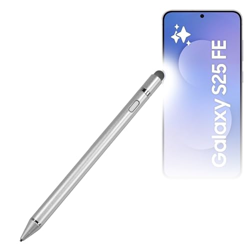 BoxWave Stylus Pen Compatible with Samsung Galaxy S25 FE (6.7 in) - AccuPoint Active Stylus, Electronic Stylus with Ultra Fine Tip - Metallic Silver