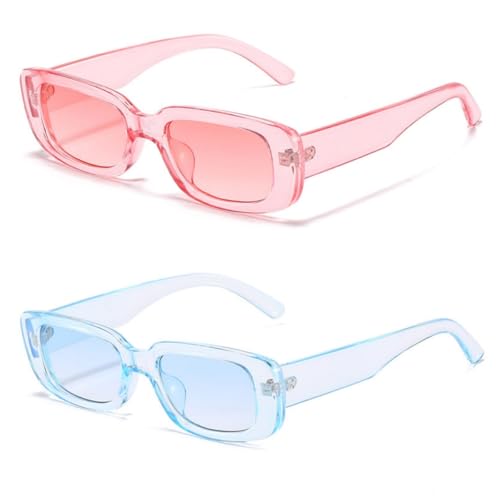 Image of IKANOO Retro Rectangle Sunglasses for Women Men Small Square Frame Trendy Y2K 90's Black Sunglasses