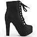 Susanny Womens High Heel Boots Black Platform Heels Sexy Round Toe Lace Up Ankle Buckle Chunky High Heel Black Heeled Boots 8.5 (CN 41)