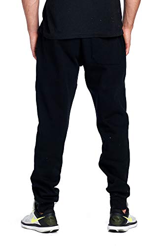 PROGO USA Men's Joggers Sweatpants Basic Fleece Marled Jogger Pant Elastic Waist (Small, Black) - Thumbnail 4