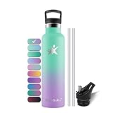 KollyKolla Vakuum Isolierte Edelstahl Trinkflasche 750ml, Wasserflasche Auslaufsicher, BPA Frei Thermosflasche,Thermoskanne Kohlensäure Geeignet für Kinder, Erwachsene, Schule, Sport, Fahrrad, Familie