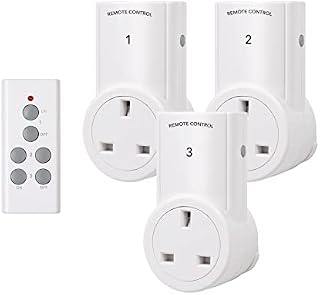 HBN Remote Control Plug Socket, 10A/2400W Wireless Light Switch 30M/100ft Operating Range for Household Appliances, 3 Pack Sockets and 1 Remote