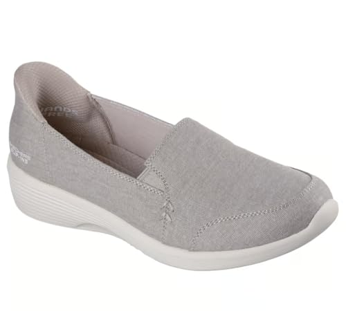 Skechers Women's Arya Slip-On Shoes, Taupe Canvas, Casual Comfort