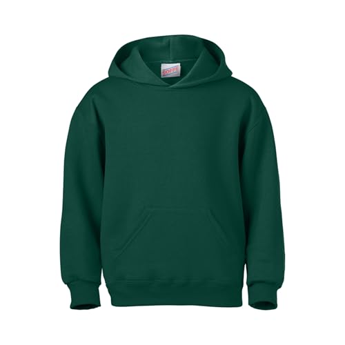 Soffe MJ Big Boys' Basic Hooded Sweatshirt, Dark Green, Large