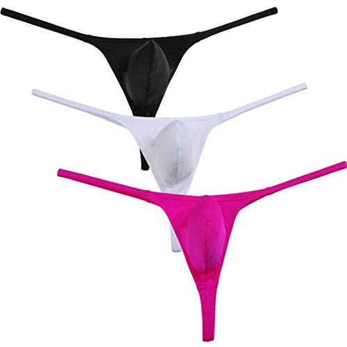 Pack of Men's Stretch Micro Thong Underwear Contour Pouch T-Back Bikini G-String Spandex Jockstrap