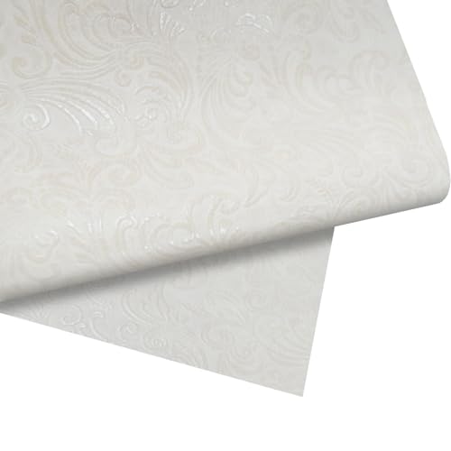 Tooled Faux Leather Western Cowboy,54"x12" Floral Embossed Vinyl, Craft DIY and Upholstery Textured PU Pleather Fabric 1 Foot-Beige
