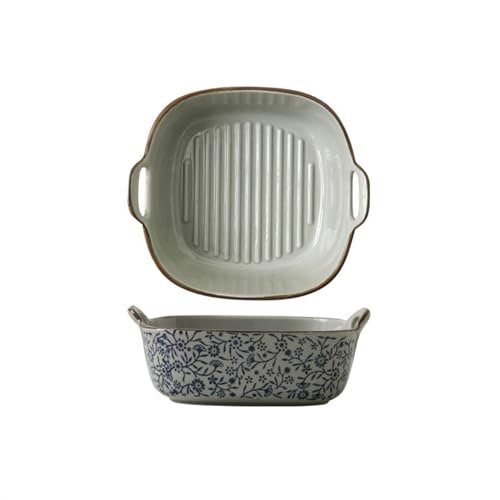 LJHFG63KUYT Cazuela Cuenco for Hornear de Doble Oreja de 7 Pulgadas, Utensilios de cerámica for Horno, Bandeja Cuadrada for Hornear, Cuenco de arroz for Hornear para cocinar