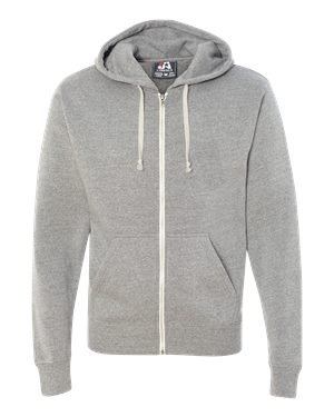 J America Adult Triblend Full-Zip Fleece Hood XS GREY TRIBLEND2