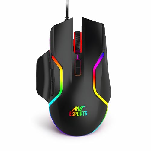 Ant Esports GM320 RGB Wired Gaming Mouse, 12800 DPI Optical Senso...