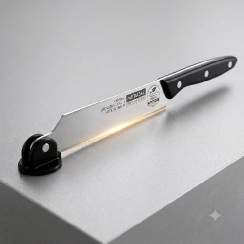Image of Heavy Duty Stainless Steel Chopping Board with Attached Knife Set - Non-Slip Vegetable & Fruit Cutting Board, Rustproof & Dishwasher Safe Board for Kitchen (Square Counter top)