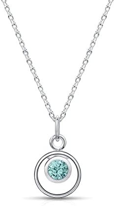 Lumini Crystals Women 925 Sterling Silver Simulated Birthstone Pendant Necklace