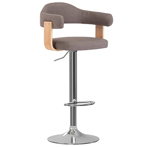 Genérico Taburetes de Bar 2 Unidades Gris Taupe Madera Curvada y Tela,Mobiliario,Sillas,Taburetes de Cocina,327339