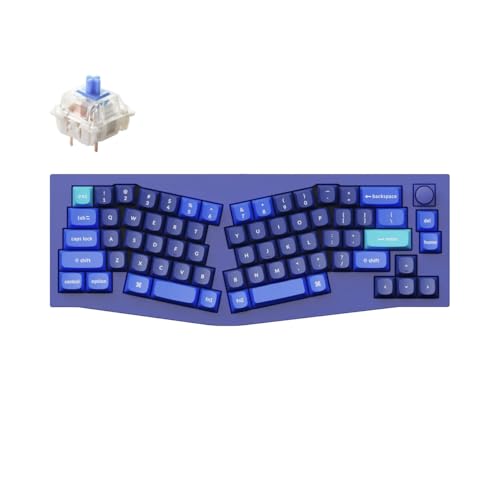 Keychron Q8 Wired Custom Mechanical Keyboard with Knob, 65% Alice Layout QMK/VIA Programmable, Hot-swappable Gateron G Pro Blue Switch, Double Gasket Compatible with Mac/Windows/Linux (Blue)