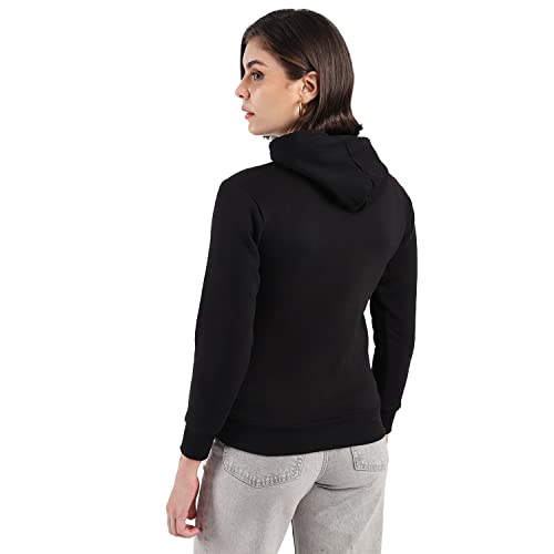 Image of PINACOLADA Women's Cotton Solid Printed Sweatshirt with Hoodie, Regular Fit for Casual Wear Full Sleeve Sweatshirt Crafted with Comfort Fit and High-Performance for Everyday Wear