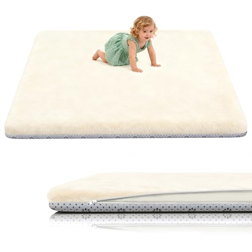 Image of Yozoia Thick Baby Play Mat for Floor 50 x 50, Ultra Soft Playpen Mat, Machine Washable Tummy Time Foam, Non-Slip Bottom Helps Cushion, for Kids, Infant and Toddler Crawling