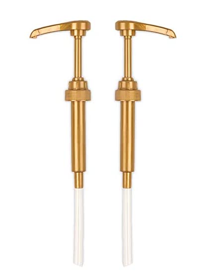 2-Pack Gold AlphaPantry Syrup Pumps for Coffee Syrup Bottle, 750 ml Bottles, Fits Torani, DaVinci, Jordans Skinny Syrups 750ML BOTTLE, Coffee Syrup Pump Dispenser