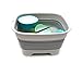 SAMMART 9.1L (2.4Gallon) Collapsible Dishpan with Draining Plug - Foldable Washing Basin - Portable Dish Washing Tub - Space Saving Kitchen Storage Tray (1, Grey)
