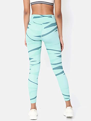 Image of CULT High Waist Running Tights with Side Pocket | Geometric Print | Breathable | Moisture-Wicking | Curved Hem