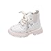 Girls Ankle Boots Glitter Lace Up Outdoor Combat Boot Fashion Lightweight Hiking Shoes with Side Zipper for 1-6 Years