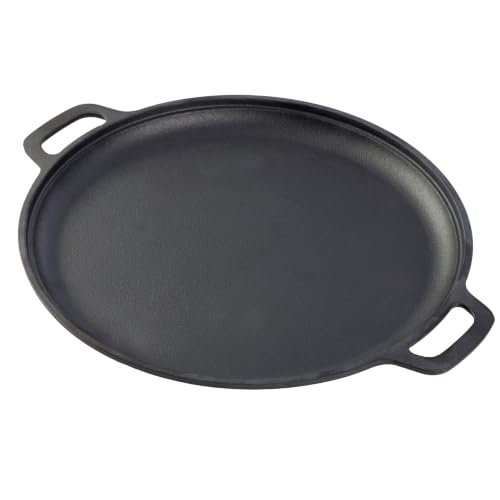 Home-Complete Cast Iron Pizza Pan with Dual Handles, 12 Inch