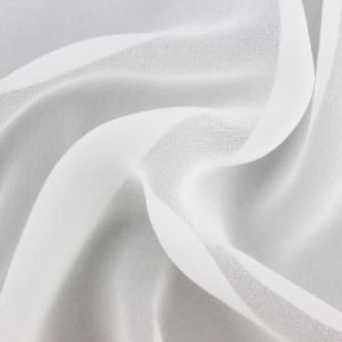 Tissu Georgette 100 % soie blanc - Largeur 111,8 cm - Étoffe de soie naturelle au mètre