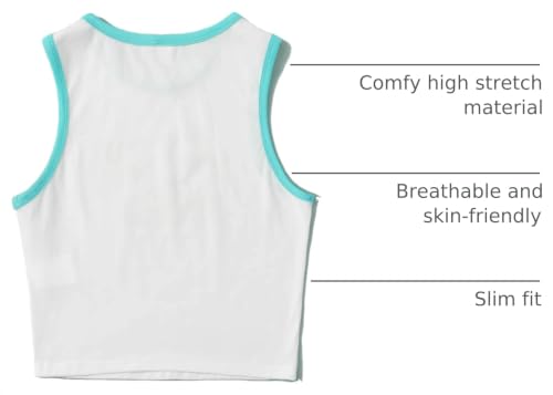 Image of SHENHE Girl's Letter Print Cropped Tank Top Sleeveless Contrast Binding Crop Tops