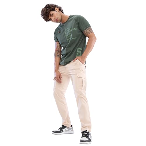 Image of Spykar Men's Comfort Fit Round Neck Half Sleeve Solid Casual T-Shirt