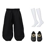 ANDHOM Boys Colonial Costume Set Knicker Pants Shoe Buckles White Socks Accessories for Colonial Style Boys...