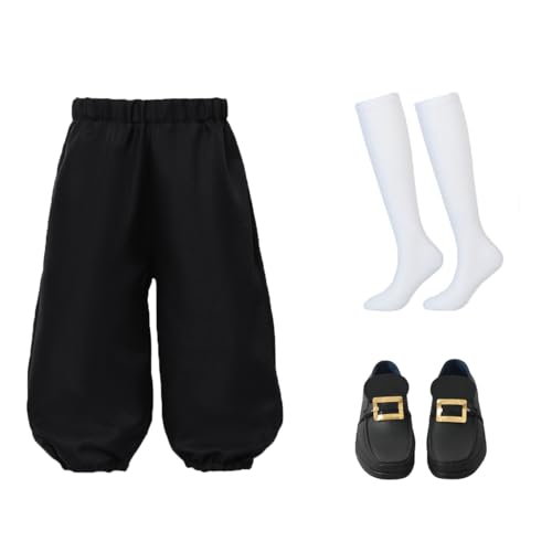 ANDHOM Boys Colonial Costume Set Knicker Pants Shoe Buckles White Socks Accessories for Colonial Style Boys Knicker Pants
