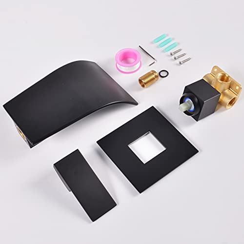 Kaphome KHBPB01U Matte Black Waterfall Faucet Wall Mount,Brass Bathroom Waterfall Tub Faucet,Wall Mounted Bathtub Filler Tap,Khbpb01U thumb #6