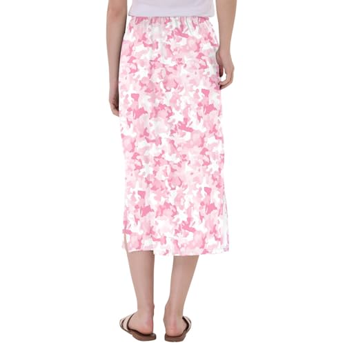 Women's Beachy High Waisted Midi Slip Skirt Work Double Split Skirt3