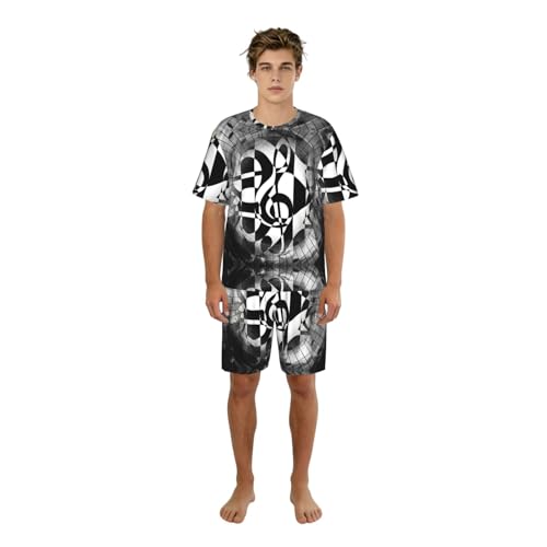 Pyjama homme imprimé clefs de musique vêtement de détente été col rond