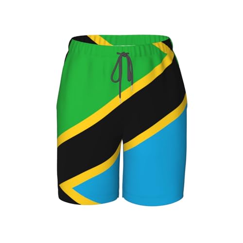 Tanzania Flag Youth Beach Pants, Soft and Breathable, with Drawstring Waist, Suitable for Sports and Leisure.