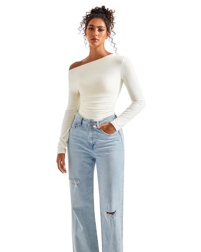 SUUKSESS Women Long Sleeve Off Shoulder Tops Trendy Cowl Neck Going Out Shirt for Fall4