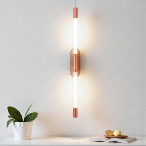 Image of Glowave Modern Rose Gold 600mm Metal LED Long Tube Wall Light - Warm White (600mm /RGD)