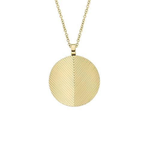 Image of Fossil Women's Gold-Tone Stainless Steel Pendant Chain Necklace for Women