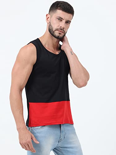 Image of Ideation Men's Cotton Round Neck Color Block Sleeveless T-Shirt