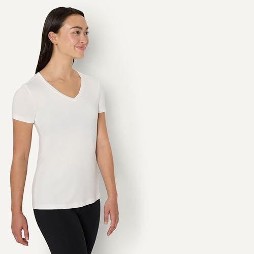 Image of Amazon Essentials Women's Active Quick Dry Tech Stretch Short-Sleeve V-Neck T-Shirt (Available in Plus Size), Pack of 2