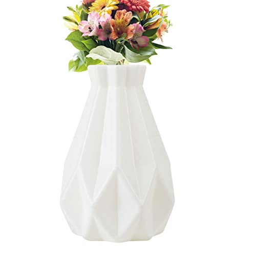 Jarrón de flores, jarrón de mesa, jarrón decorativo de plástico, jarrón de flores moderno, jarrón decorativo artificial para salón, mesa, hogar, oficina, decoración Joberio