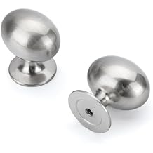 homdiy 20 Pack Solid Brushed Nickel Cabinet Knobs 1-5/16 inch Oval Drawer Knobs Silver Kitchen Cabinet Handles for Cupboard Dresser