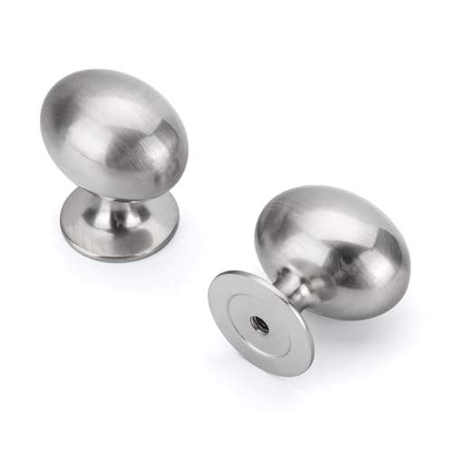 homdiy 10 Pack Nickel Oval Cabinet Knobs 1-5/16 inch