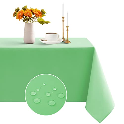 Romanstile Spring Rectangle Tablecloth - Waterproof and Wrinkle Resistant Washable Polyester Table Cloth for Kitchen Dining/Party/Wedding Indoor and Outdoor Use (60 x 102 inch, Pea Green)