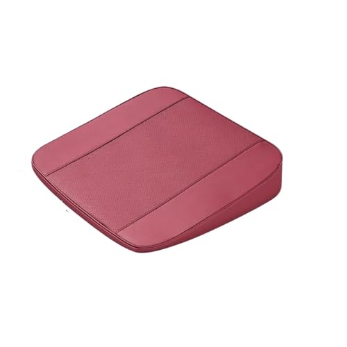 Cojín de asiento aumentado para coche en cuero transpirable color granate de 4 cm