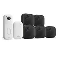 All-new Blink Video Doorbell + Outdoor 4 – Wireless smart security cameras, head-to-toe HD view, two-year battery life. Sync Module Core included – Video Doorbell system (White) + 5 cameras (Black)